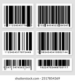 Realistic barcode icon collection isolated on white background. Line bar stickers for web and app design.