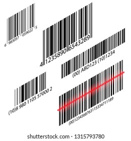 Realistic barcode label price icon. Isometric barcode with laser scanning. Realistic isometric bar code sale data symbol. Supermarket identification price with laser scanning