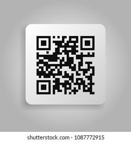 Realistic barcode and qr code black icon. Qr label sticker. Vector illustration isolated on transparent background.