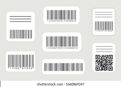 Conjunto de etiquetas de códigos de barras y códigos qr realistas