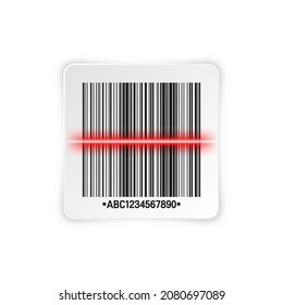 Realistic barcode sticker. Identification tracking code. Serial number, product ID with digital information. Store or supermarket scan labels, price tag. Vector illustration.