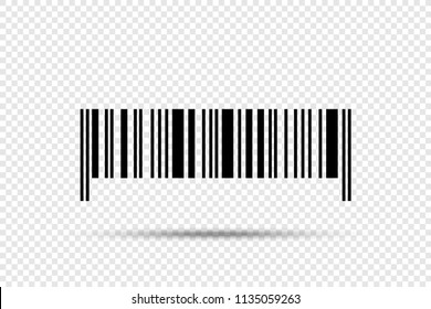 Realistic barcode vector icon with shadow on transparent background. barcode vector icon. barcode icon. Barcode. barcods black. Vector barcods icons