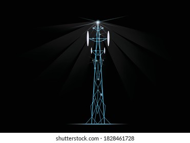 Realistic base station receiver. telecommunication 5g tower. Modern global connection transmitter. Mobile cellular antenna vector stock illustration eps10