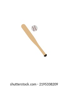 Realistic baseball bat and ball. Wooden sticks for baseball  American sport game - vector 