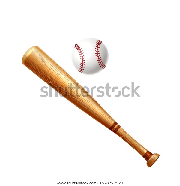 Realistic baseball bat and ball. Wooden sticks\
for baseball betting promotion design. American sport game\
championship banner design. Vector professional league banner.\
Active lifestyle\
symbol.