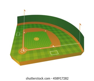 A realistic baseball field in 3D three dimensional. Vector EPS 10 available.