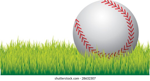 realistic baseball on grass isolated