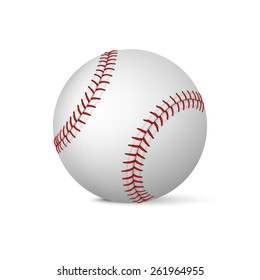 Realistic baseball on white background. Vector EPS10 illustration. 