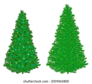 realistic basic christmas tree with decoration or luxury christmas tree with star lamp and gift box or decoration christmas template for banner. eps vector