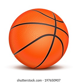 Realistic basketball ball isolated on white background. Vector illustration