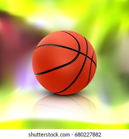 realistic basketball ball with shadow and reflection isolated on background. vector illustration