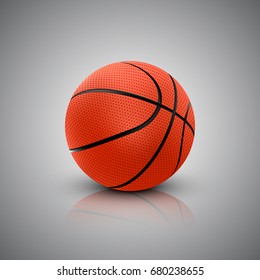 realistic basketball ball with shadow and reflection isolated on background. vector illustration