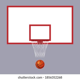 Realistic basketball basket and ball. Vector illustration