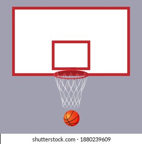 Realistic basketball basket and ball. Vector illustration