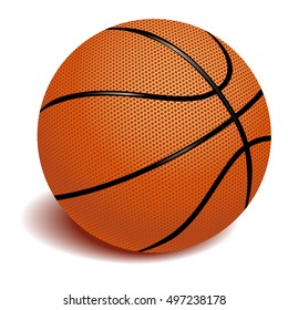 Realistic basketball object on white background vector illustration.