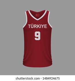 Realistic basketball shirt Turkey, jersey template for kit. Vector illustration