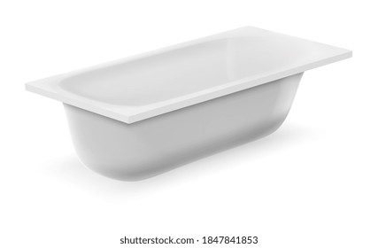 Realistic bathtub side view isolated on white background