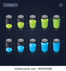 Realistic Battery Icons Set