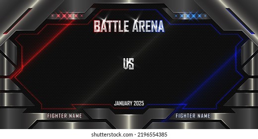 Realistische Battle Arena Sport 3D-Poster mit modernem metallischem Logo