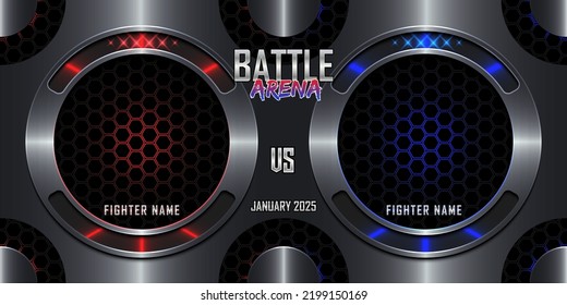 Realistic Battle arena sports 3d poster with modern metallic logo