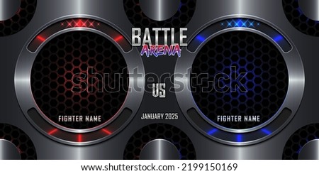 Realistic Battle arena sports 3d poster with modern metallic logo