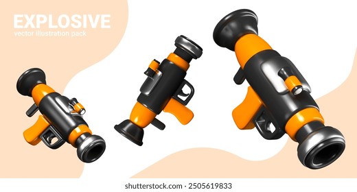 Realistische Bazooka in verschiedenen Positionen. Mobile Anti-Tank-Anlage