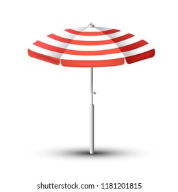 Realistic Beach umbrella set. Red and white design. Isolated for all backgrounds.