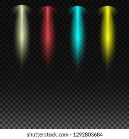 Realistic beam light on transparent background. 