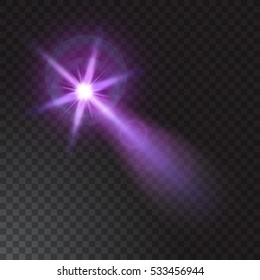 Realistic beam light on transparent background. Vector illustration