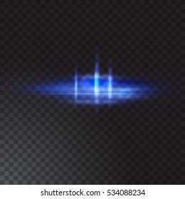 Realistic beam light on transparent background. Vector illustration