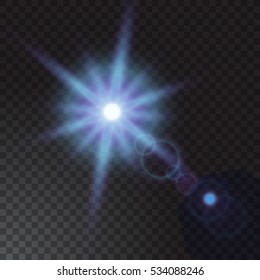 Realistic beam light on transparent background. Vector illustration
