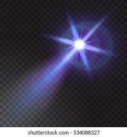 Realistic beam light on transparent background. Vector illustration