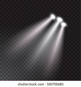 Realistic beam lights on transparent background.