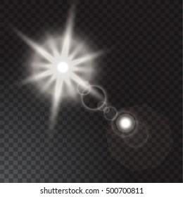 Realistic beam lights on transparent background.