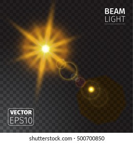 Realistic beam lights on transparent background.
