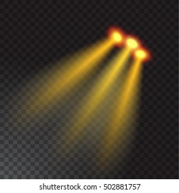 Realistic beam lights on transparent background.