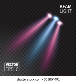Realistic beam lights on transparent background.