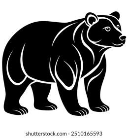 Realistic bear vector illustration, ideal for printable designs, digital art, and branding projects.