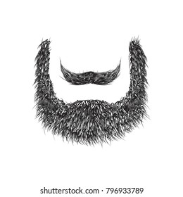 Realistic Beard  isolated on white background vector illustration.