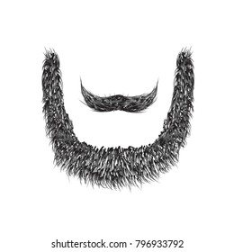 Realistic Beard  isolated on white background vector illustration.
