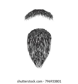 Realistic Beard  isolated on white background vector illustration.