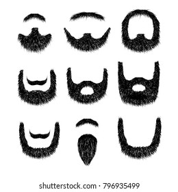 Realistic Beard set  isolated on white background vector illustration.