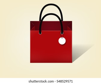 realistic beautiful illustration vector of red shopping paper bag empty, shopping design concept