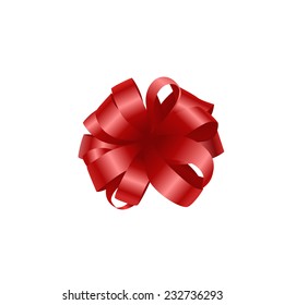 Realistic beautiful red bow isolated on white.EPS8vector.