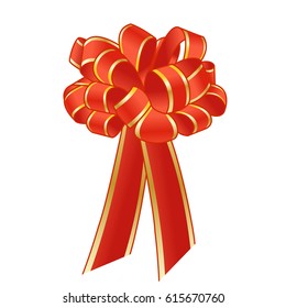 Realistic beautiful red bow isolated on white.Vector illustration.