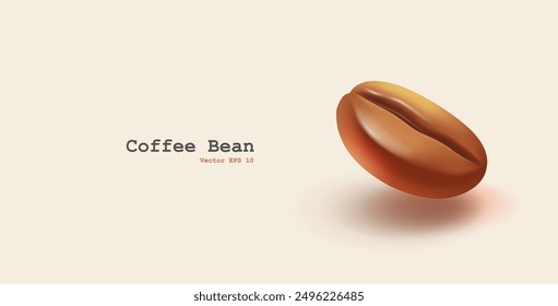 Realistische schöne geröstete Kaffeebohnen, 3D. Für Konzepte von hochwertigem leckerem Kaffee, Bio-Produkten, hoher Qualität. Vektorgrafik.