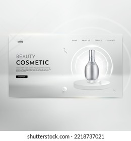 Realistic Beauty Cosmetic Product Landing Page, Vector Illustration