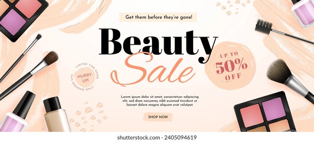 Realistic beauty sale banner template vector design in eps 10