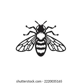 Realistic Bee Silhouette. Insect, Beekeeping Concept Logo.