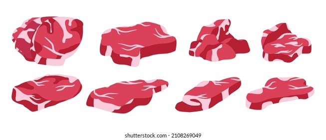 realistic beef vector set. I like meat.